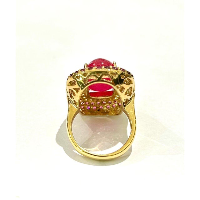 Bochic “Capri” Vintage Ruby & Pink Sapphire Ring Set 18K Gold & Silver For Sale - Image 4 of 10
