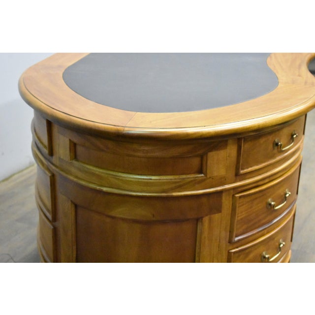 Legacy Mahogany Wood Leather Top Kidney Desk - Light Brown Walnut For Sale - Image 4 of 10