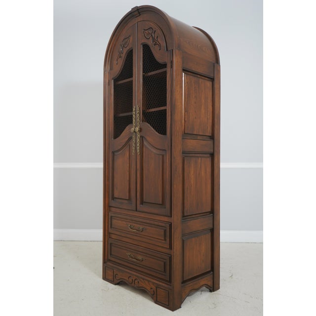 Traditional Pair of Oak Tall Dome Top Curio Cabinets For Sale - Image 3 of 18