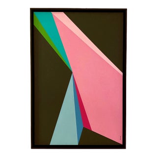 2020 "Pink Prowess" Hard Edge Acrylic Painting by Andrew Mandolene, Framed For Sale