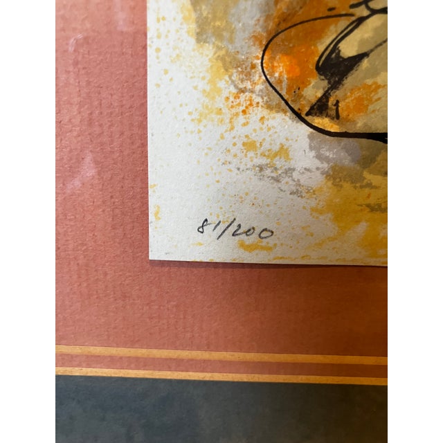 Wood 1960s Mid-Century Modern Seated Female Abstract Lithograph by Madeline Sallier – Signed & Numbered For Sale - Image 7 of 18