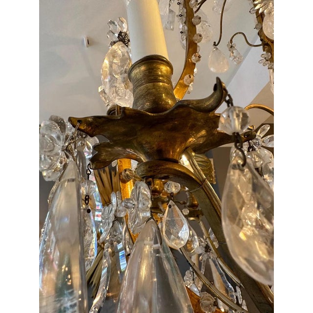 Large Antique French Rock Crystal and Gilt Bronze Chandelier For Sale - Image 15 of 18