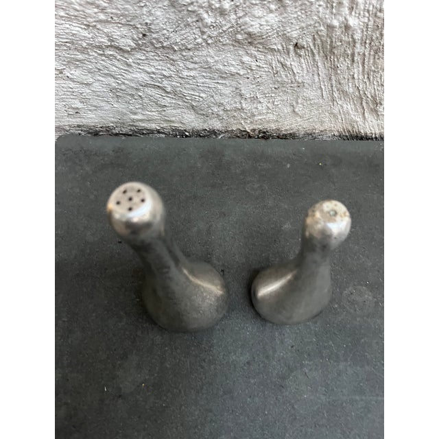 Vintage Salt & Pepper Silverplate Shakers Postmodern For Sale - Image 4 of 5