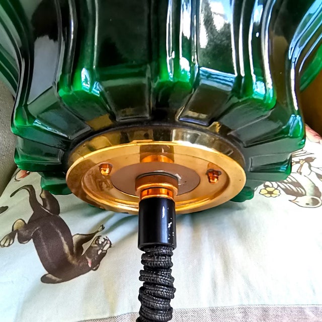 Large Scandinavia Pull Down Hanging Light in Green Glass by Helena Tynell for Flygsfors, 1960s For Sale - Image 13 of 18