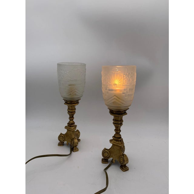 Deco Bronze Table Bedside Lamp, Set of 2 For Sale - Image 4 of 6