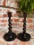 PAIR Set Antique English Oak OPEN Barley Twist Candlesticks Candle Holder Brass Bobeche. Direct from England, a stunning...