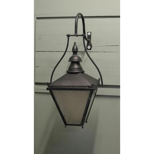 Black Large Painted Copper Wall Lantern, 1960s For Sale - Image 8 of 9