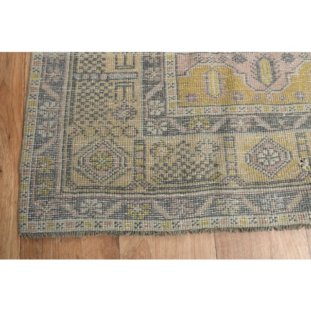 1970s Vintage Handmade Wool Cotton Turkish Grey Runner Rug For Sale - Image 9 of 11