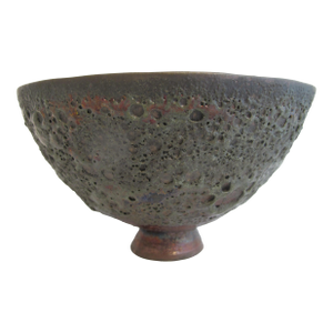 Beatrice Wood Beato Red Volcanic Iridescent Luster Pottery Footed Bowl