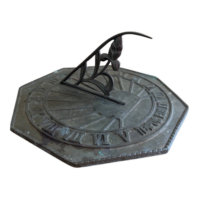 Vintage English Country Iron Garden Sundial "Tempus Fugit" For Sale