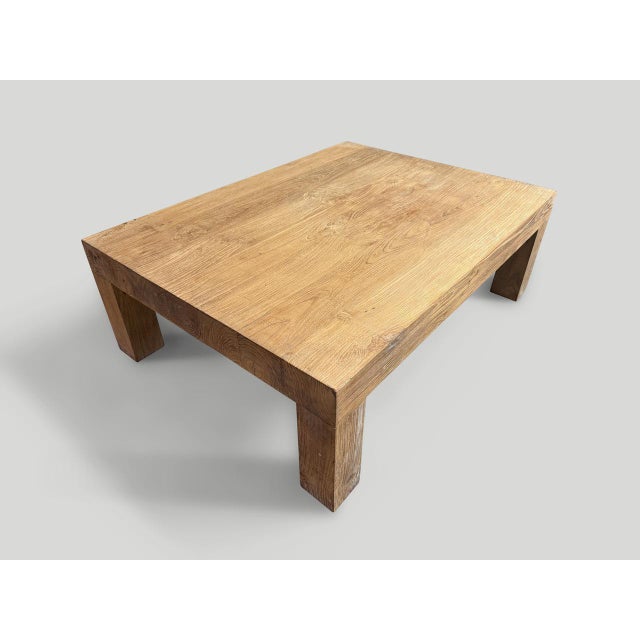 Contemporary Andrianna Shamaris Minimalist Natural Teak Wood Coffee Table For Sale - Image 3 of 6
