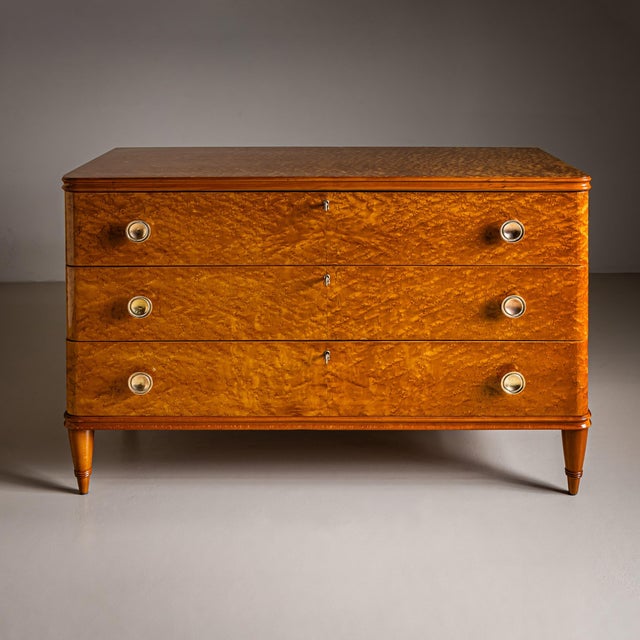 Art Deco Art Deco Chest of Drawers With Birch Burl Veneer, Probably Sweden, 1930/40s For Sale - Image 3 of 7