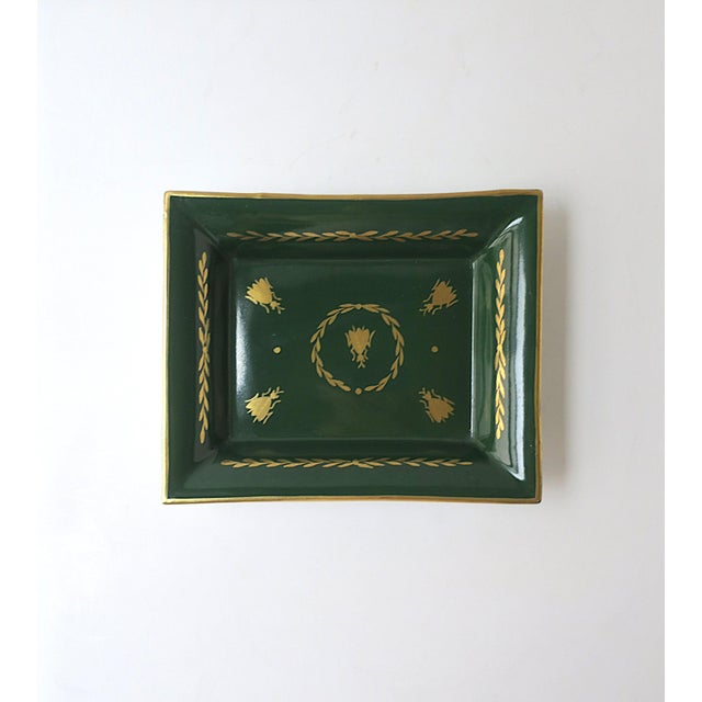 A French hand‑painted Limoges porcelain tray catchall jewelry vide‑poche, in the Neoclassical style, circa early to...