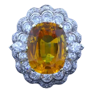 10.50 Carat Orange Sapphire Diamond 14k White Gold Ring, GIA Certified, Size 6.75