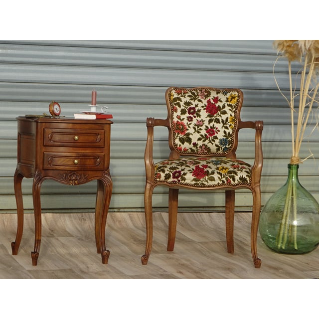 Louis XV Style Convertible Armchair with Brocade Fabric, 1950s For Sale - Image 17 of 18