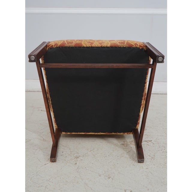 Chippendale Newly Upholstered Damask Print Open Arm Library Chair For Sale - Image 18 of 18