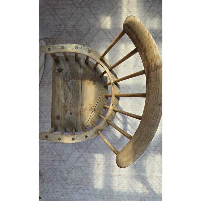 Antique Vernacular. Pair of 19thC Country Primitive Comb/Stick-Back Windsor Chairs With Original Green Paint For Sale - Image 4 of 14