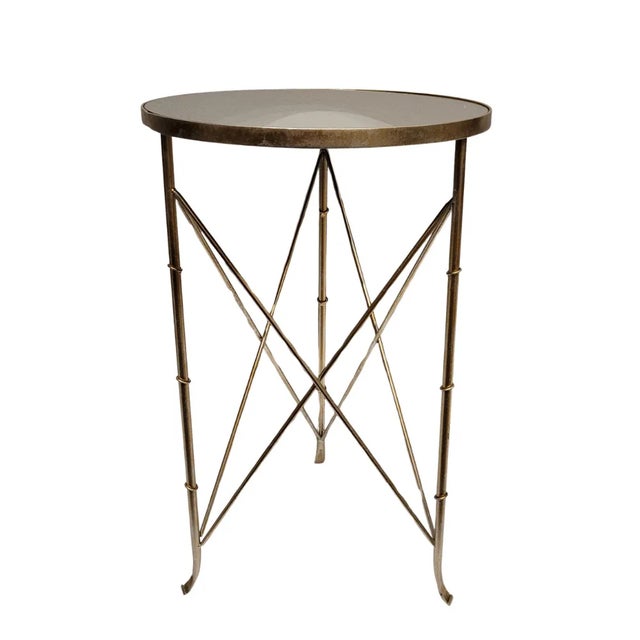Circular Side Table with Mirror Top in the style of Maison Jansen, France, 1980s For Sale - Image 13 of 13