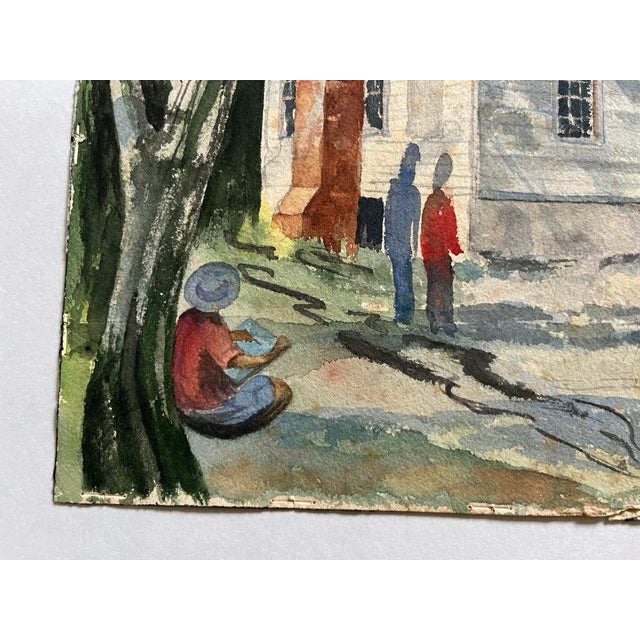 Vintage Mountain House Watercolor Painting Signed Barber For Sale - Image 4 of 9