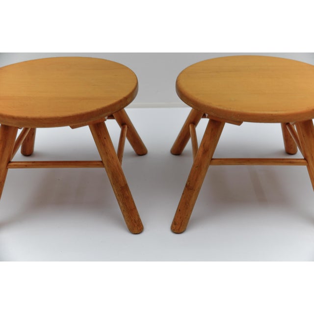 Brown Mid-Century Modern Oak Stools, 1960s, Set of 4 For Sale - Image 8 of 13