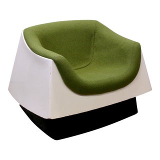 Space Age Fiberglass Upholstered Lounge Arm Chair Attributed to Vecta Group For Sale