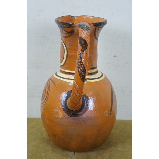 1970s 1976 Mexican Folk Art Terracotta Pulque Agave Bird Pitcher Water Jar 14" For Sale - Image 5 of 16