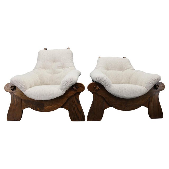 Brutalist Oak Armchairs, Czechoslovakia, 1970s, Set of 2 For Sale - Image 17 of 17