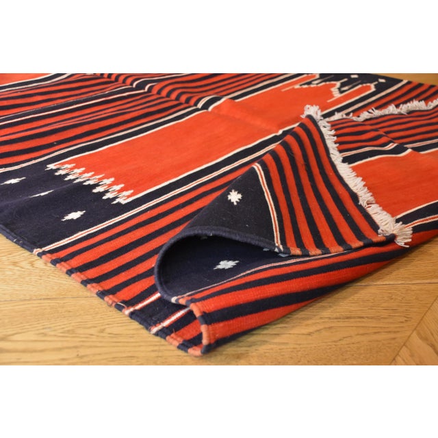 Blue Indian Red, White, and Blue Mehrab Rug, 1970s For Sale - Image 8 of 16