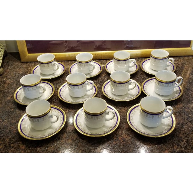 Traditional Collection of Eleven German Porcelain Demitasse Cups and Saucers For Sale - Image 3 of 9
