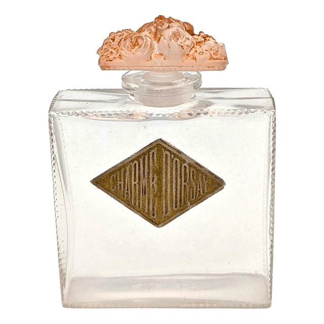 René Lalique Fleurs De France Perfume Bottle for Dorsay with Original Label, Ca. 1919 by René Lalique, 1890s For Sale