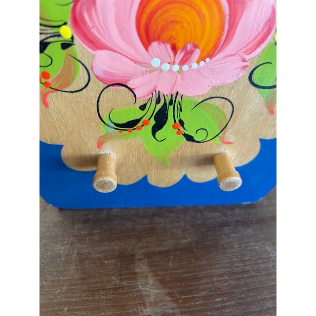 Red Vintage Hand-Painted Matryoshka Wooden Wall Hook Rack For Sale - Image 8 of 9