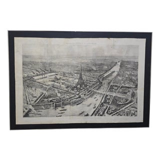 Panoramic View of the 1889 Paris Exposition Universelle with the Eiffel Tower, 1889, Engraving For Sale