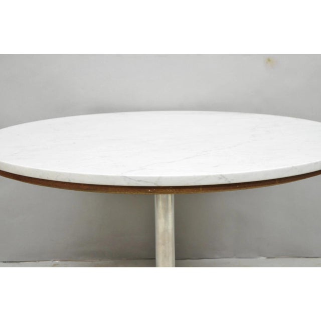Vintage Mid Century Modern Knoll Style Pedestal Base Marble Top Coffee Table For Sale - Image 14 of 16