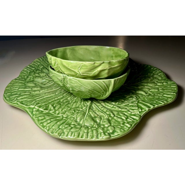 Green Barbara Eigen Handmade Cabbage Leaf 16" Platter-Signed-1982 For Sale - Image 8 of 9