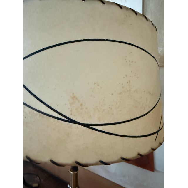 Mid Century Modern Metal Table Lamps With Original Shades Sculptural Iron Base - A Pair For Sale - Image 11 of 12