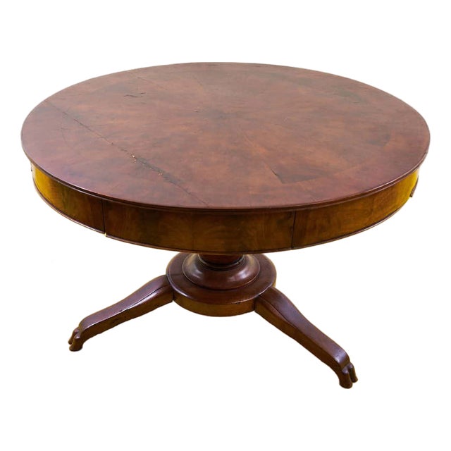 Round Table with Four Drawers For Sale