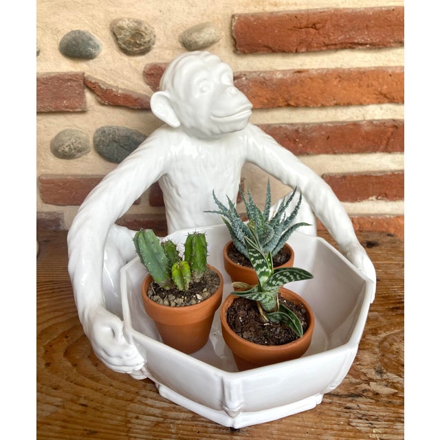 Vintage White Ceramic Monkey Bowl by Paolo Danna for Vivai Del Sud, Italy, 1970s For Sale - Image 9 of 10