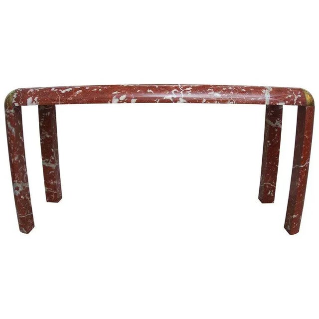 Red Karl Springer Style Marble Console Table For Sale - Image 8 of 12