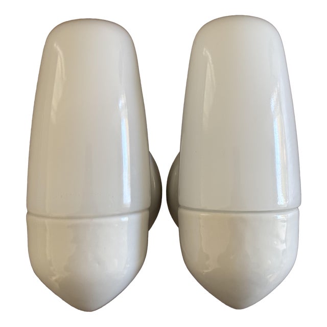 Model 6067 Sconces in Ceramic by Wilhelm Wagenfeld for Lindner, 1958, Set of 2 For Sale