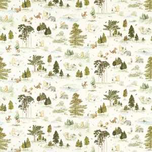 Sanderson Winnie the Pooh Fabric in Macaron Green