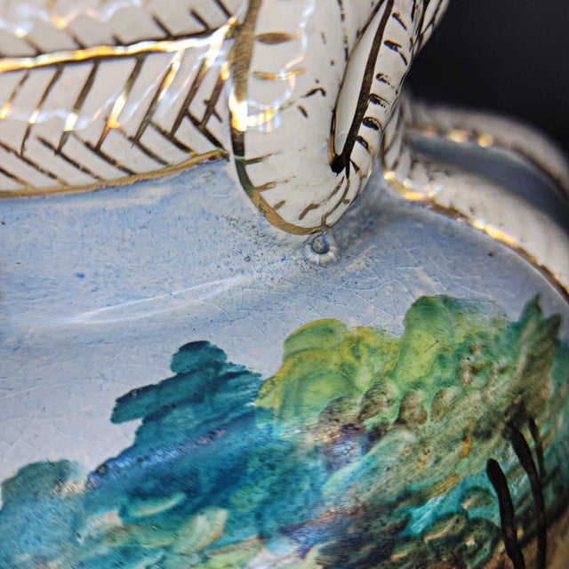 Sky Blue Vintage Japanese Nippon Morimura Style Gold Gilt Landscape Vase For Sale - Image 8 of 13