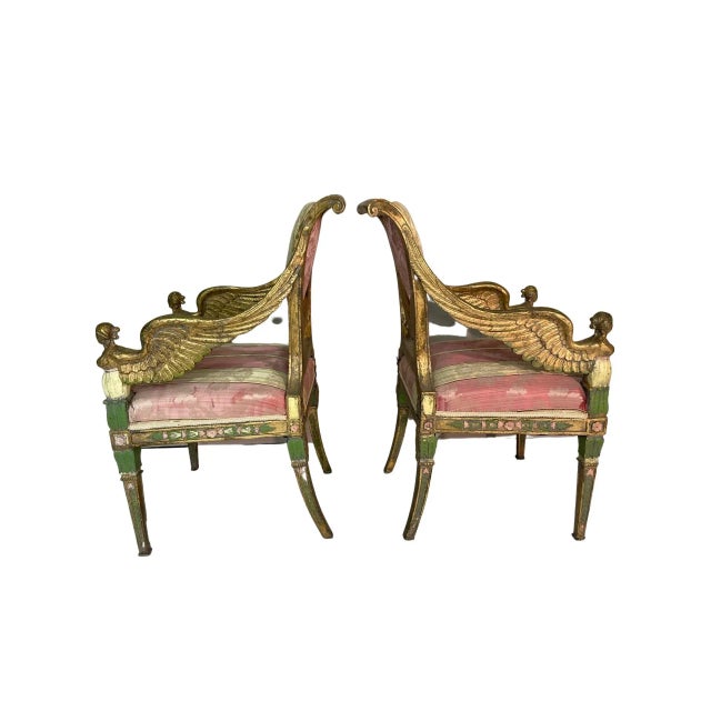 Exquisite, rare pair of Italian chairs Beautiful detail and design Original unaltered condition Made in the 19th century