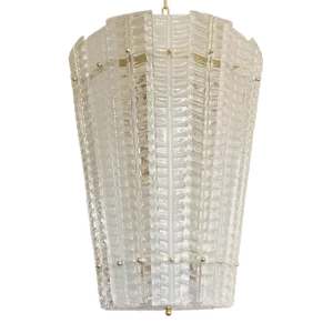 Sputnik Lantern Pendant in Transparent and Sanded Murano Glass
