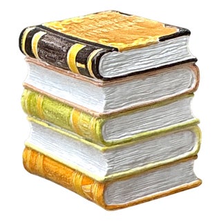 Vintage Italian Glazed Ceramic Books Low Stool For Sale