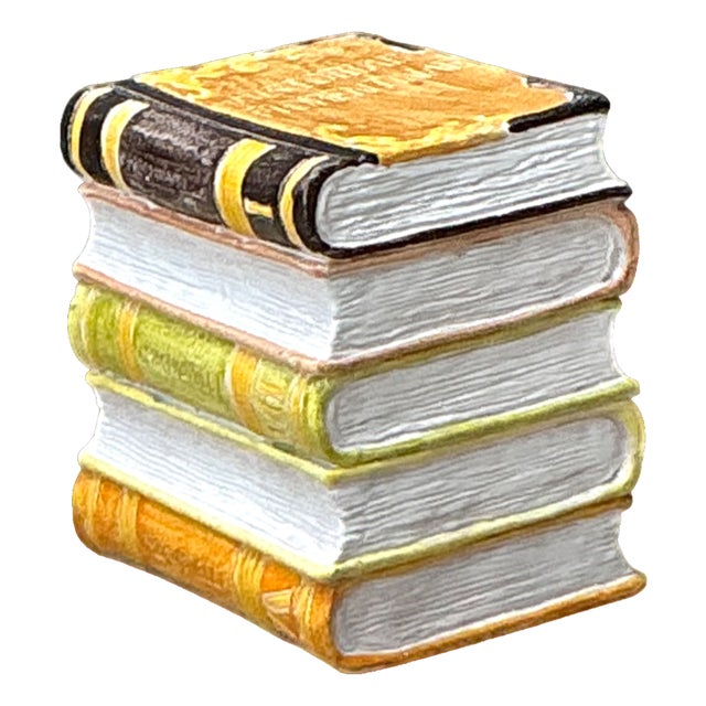Vintage Italian Glazed Ceramic Books Low Stool For Sale