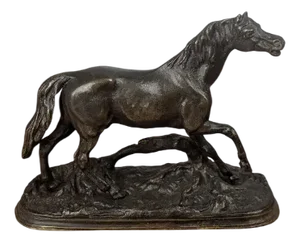 Jules Moigniez, Horse Running at the Stump, 19th Century, Bronze