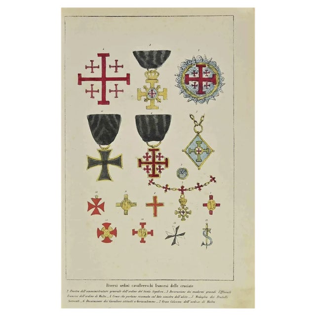 Auguste Wahlen, Different French Orders of Chivalry, Lithograph, 1844 For Sale