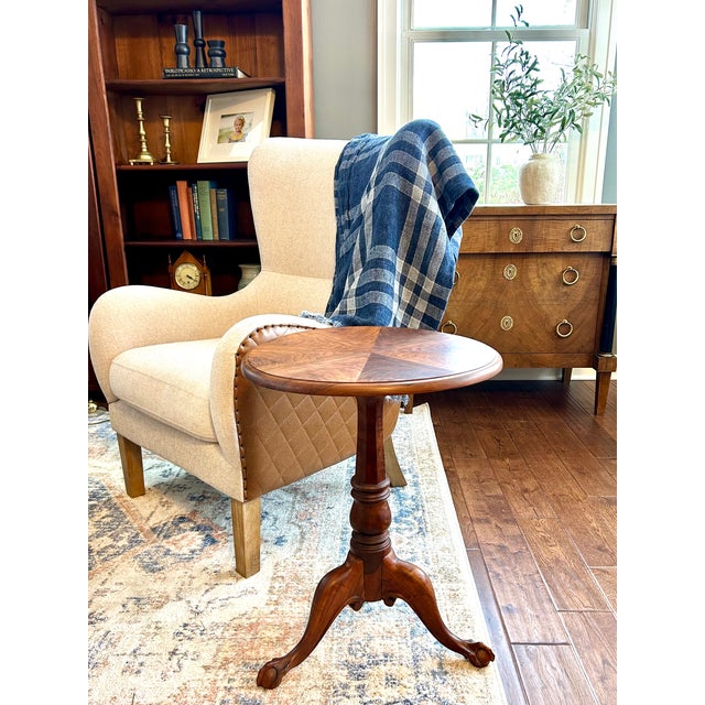 Vintage 1960s Baker Furniture Neoclassical Walnut Chest of Drawers – French Empire Style With Brass Accents & File Drawer For Sale - Image 9 of 9