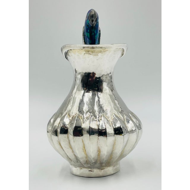 Modern Silver Parrot Pitcher With Lapis and Turquoise Inlay, Los Fajardo, Mexico 1960s For Sale - Image 3 of 16