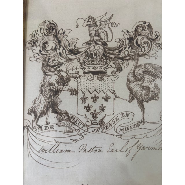 Two English 18th Century Pen and Ink Heraldic Illustrations of the Achievements of Earls For Sale - Image 4 of 8